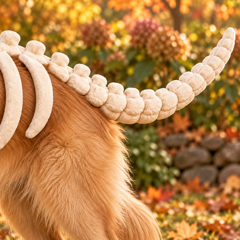 Close-up of the dinosaur costume's tail